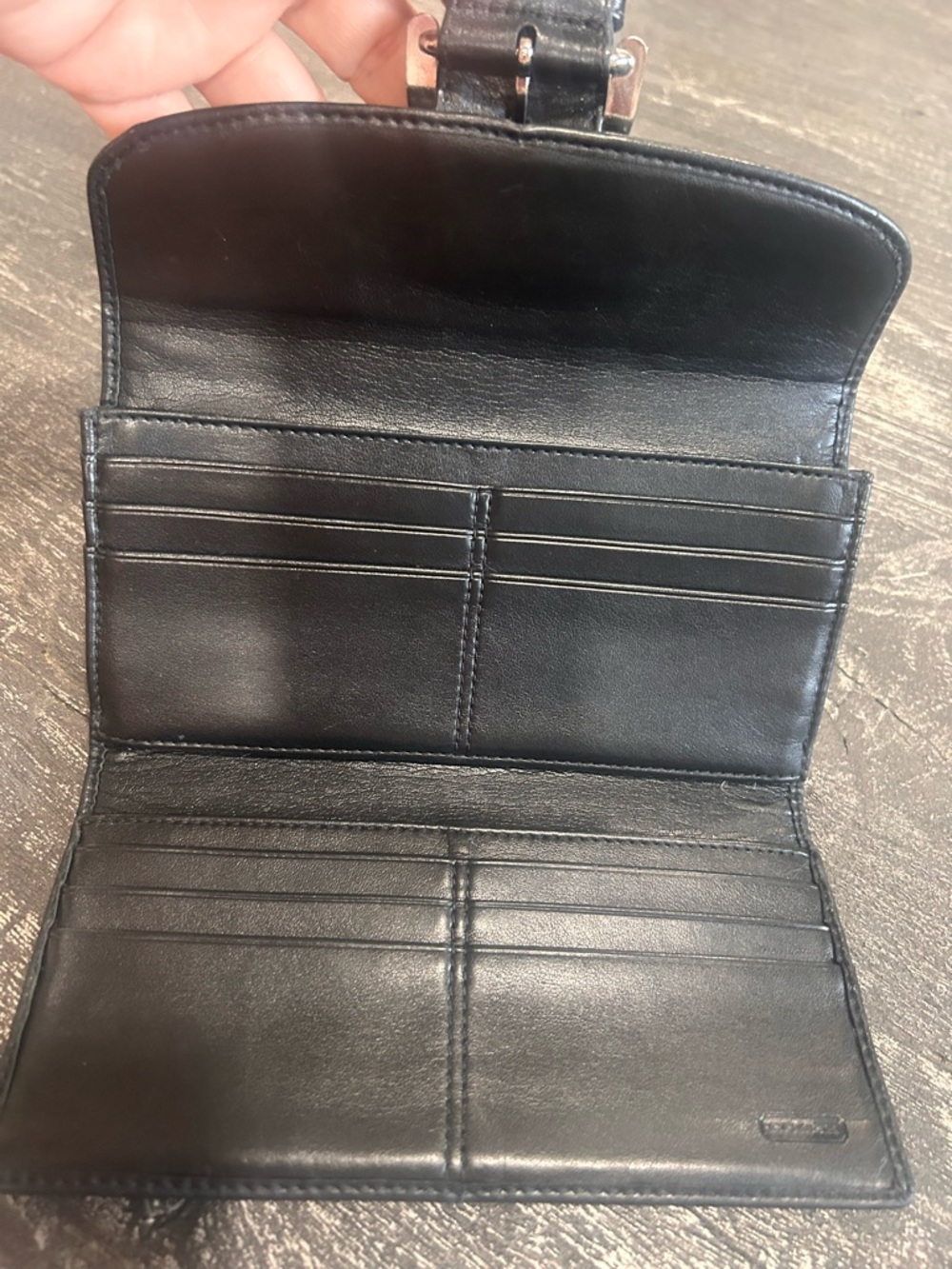 Coach Black SoHo Enamel Buckle Trifold Wallet - Picture 4 of 14